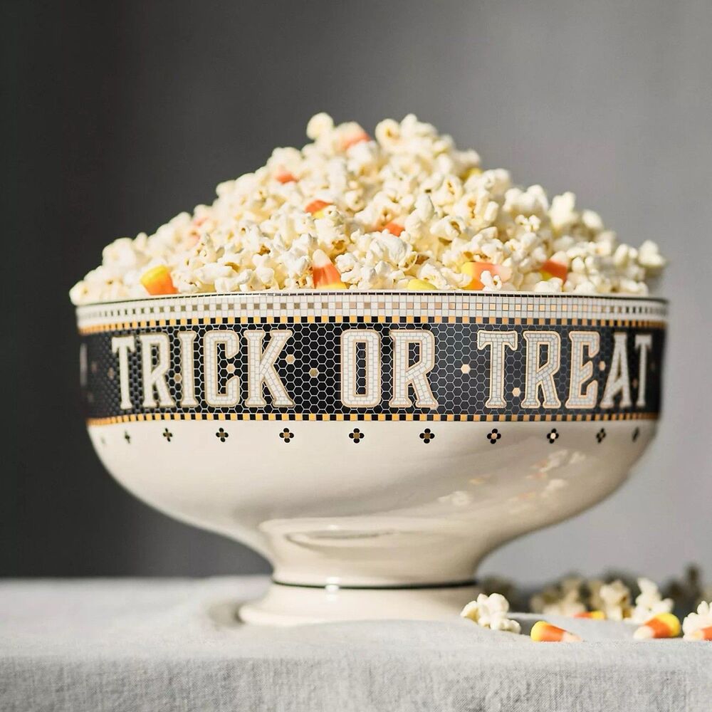 Anthropologie The Bistro Tile Stoneware Candy Bowl Halloween Edition NEW